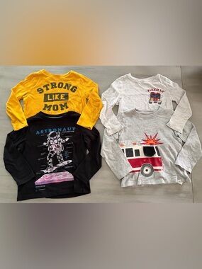 GAP, Old Navy Kids 5T Long-Sleeve Tees Bundle - Firetruck, Fireman, Astronaut